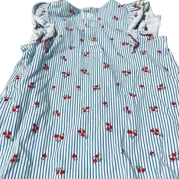 Carter’s Baby One piece W/ Blue Stripes and Red Flowers Size 18 Months - Picture 5 of 6